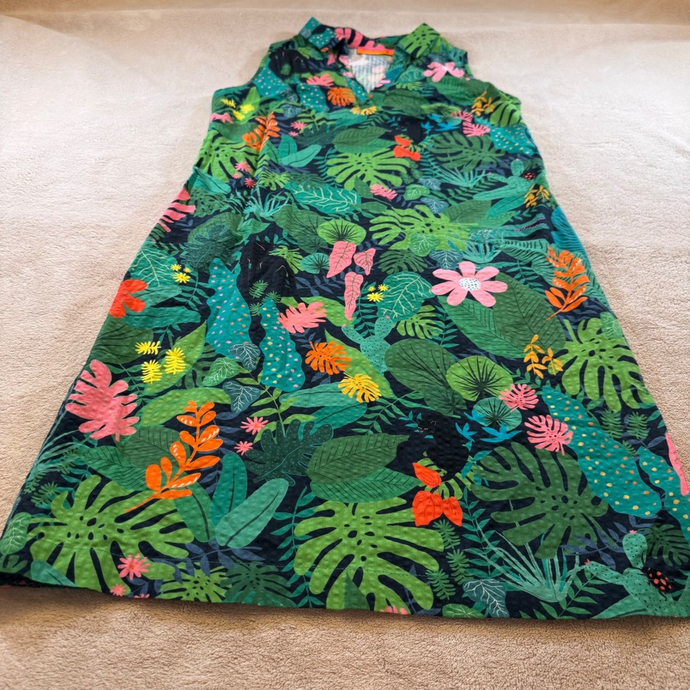 Vilagallo Jungle Print Shift Dress Tropical Safari Resort Vacation SZ EU 36/US 4 - Picture 8 of 16